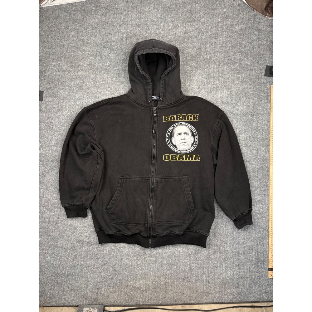 Stardom Division Barack Obama 44th President Graphic Zip Hoodie Black 2XL